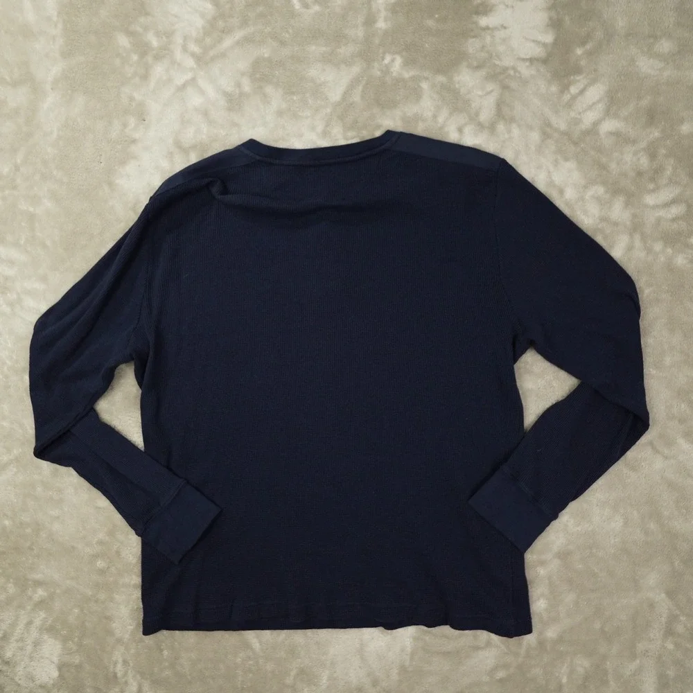 Banana Republic Thermal Henley Shirt Men's XL Navy Blue Long Sleeve Outdoor
